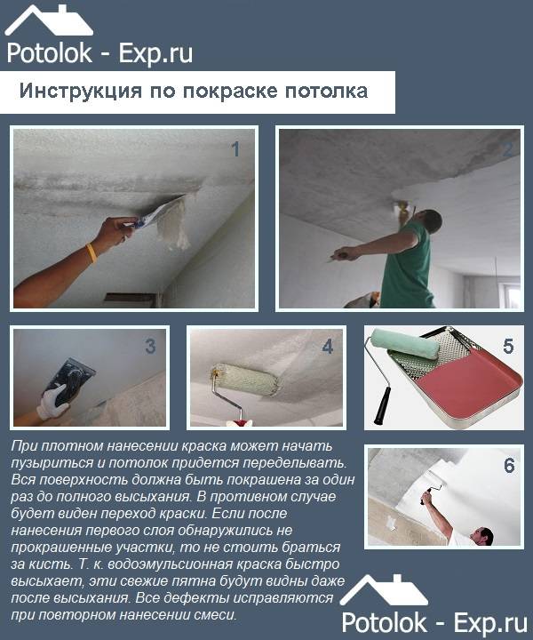 Побелка потолка водоэмульсионной краской своими руками: как покрасить без разводов (видео)