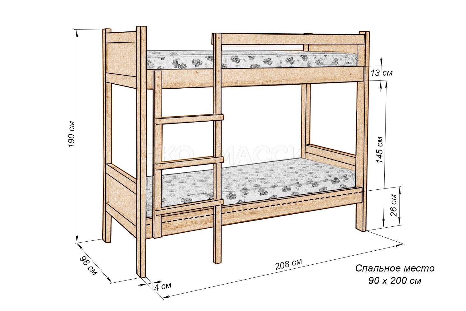 Изготовление двухъярусной кровати своими руками: советы +чертежи и фото