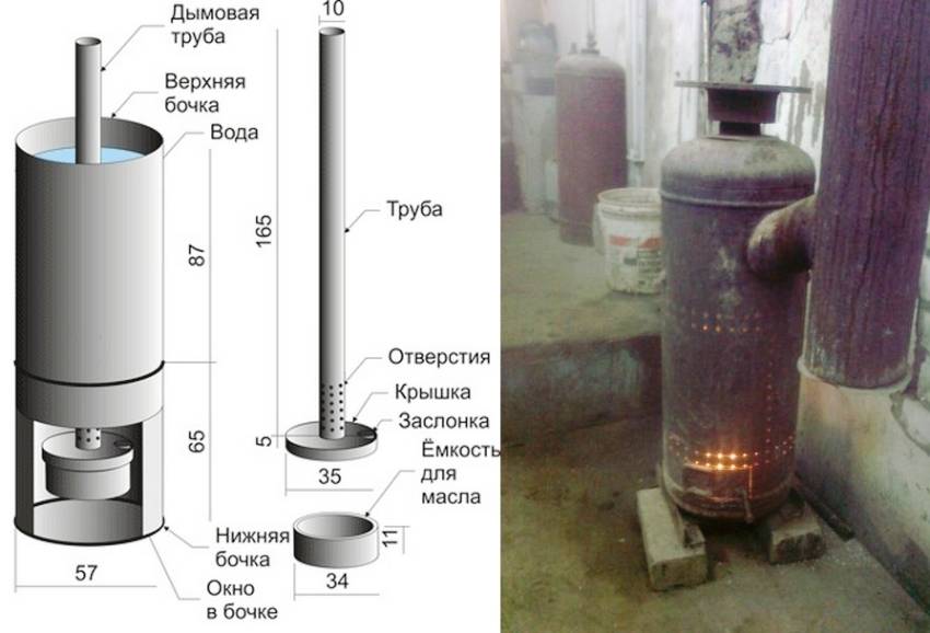 Чертеж печки на отработанном масле