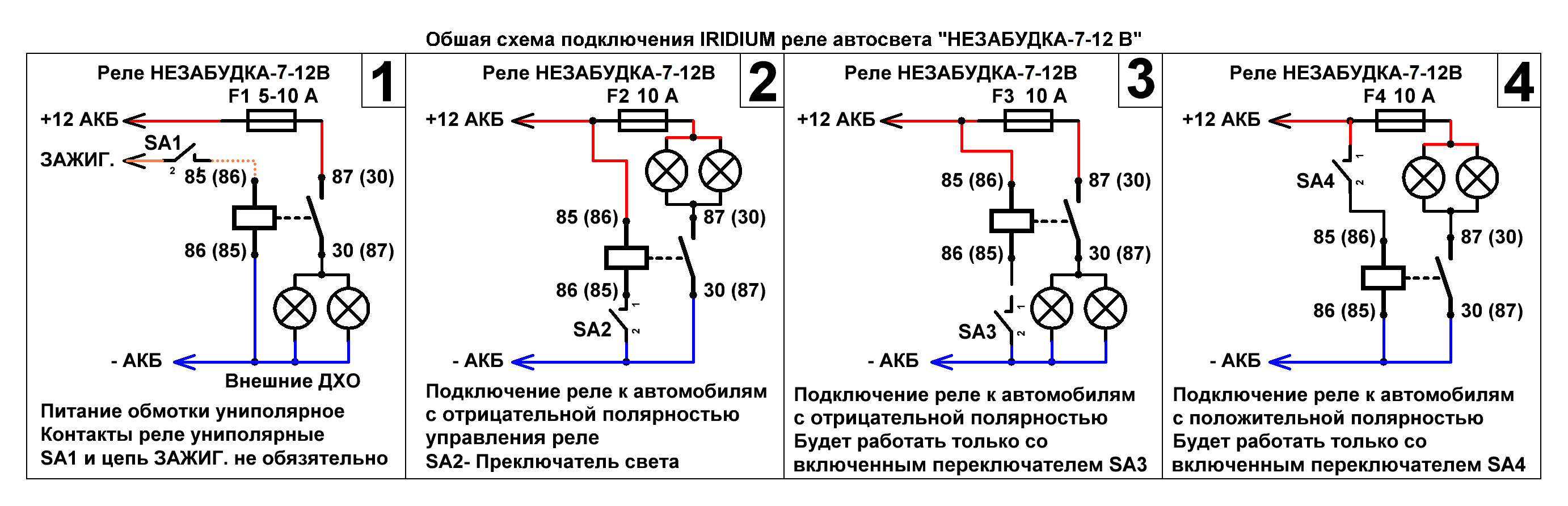 Схема подключения пятиконтактного реле