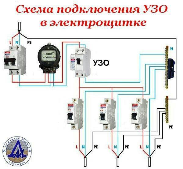 Схема подключения дифавтомата в однофазной сети без заземления в частном доме