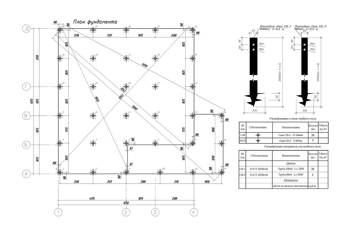 План фундамента: проект с размерами, типы и схема расположения дома