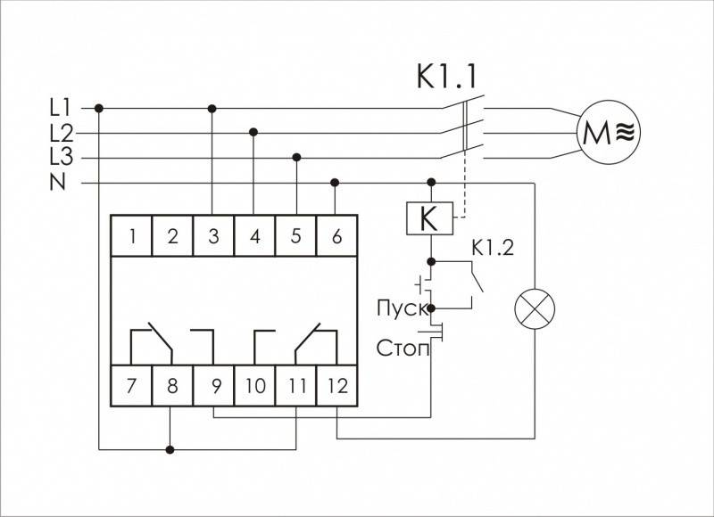 Схема контроля 3 фаз