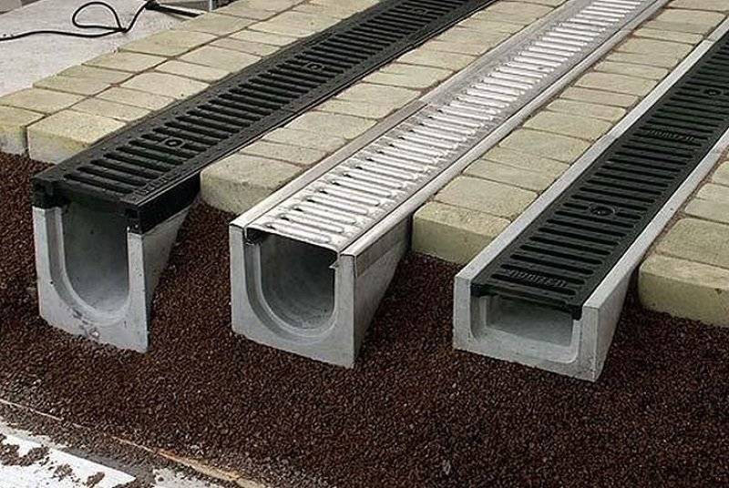 Лотки водоотводные бетонные: для отвода воды, с решеткой