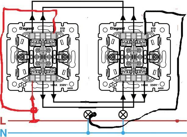 Схема и подключение перекрестного выключателя