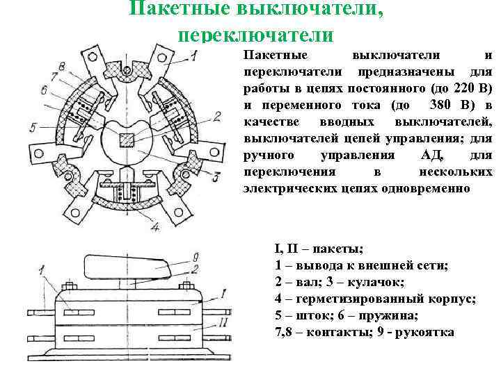 Пакетный выключатель схема