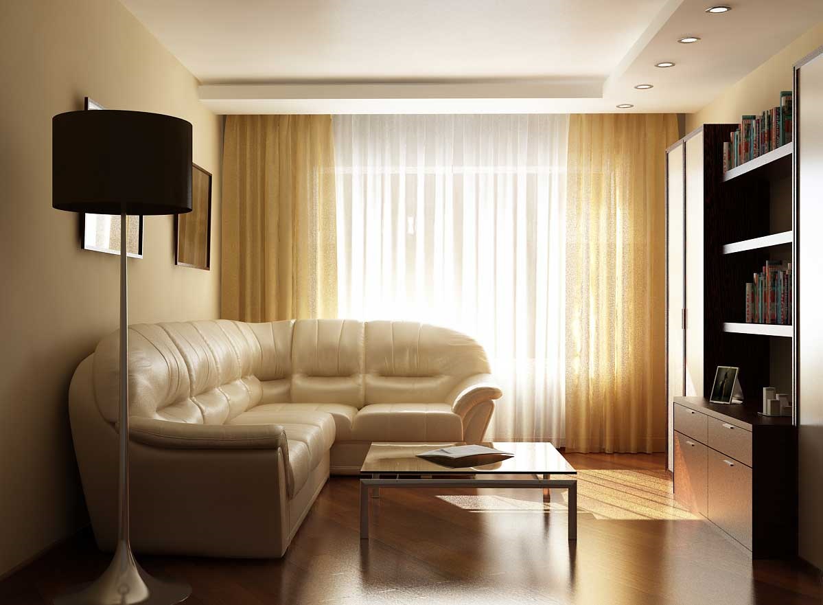 интерьер комнаты с угловым диваном фото