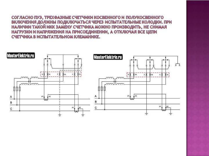 Схема подключения трехфазного счетчика: через трансформаторы, напрямую