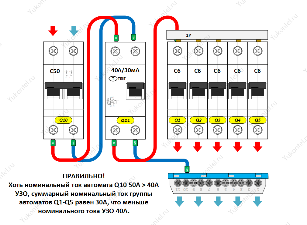 Двухполюсный автомат 25 ампер схема подключения