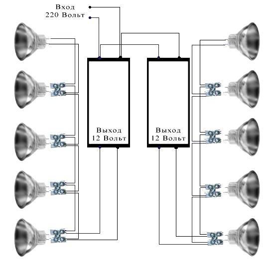 Как подключить точечные светильники: параллельное, последовательное соединение, последовательность работ