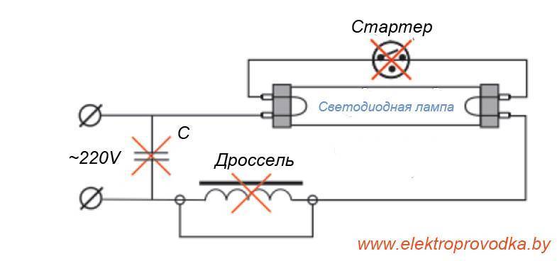 Работа люминесцентной лампы схемы включения стартерная и бесстартерная