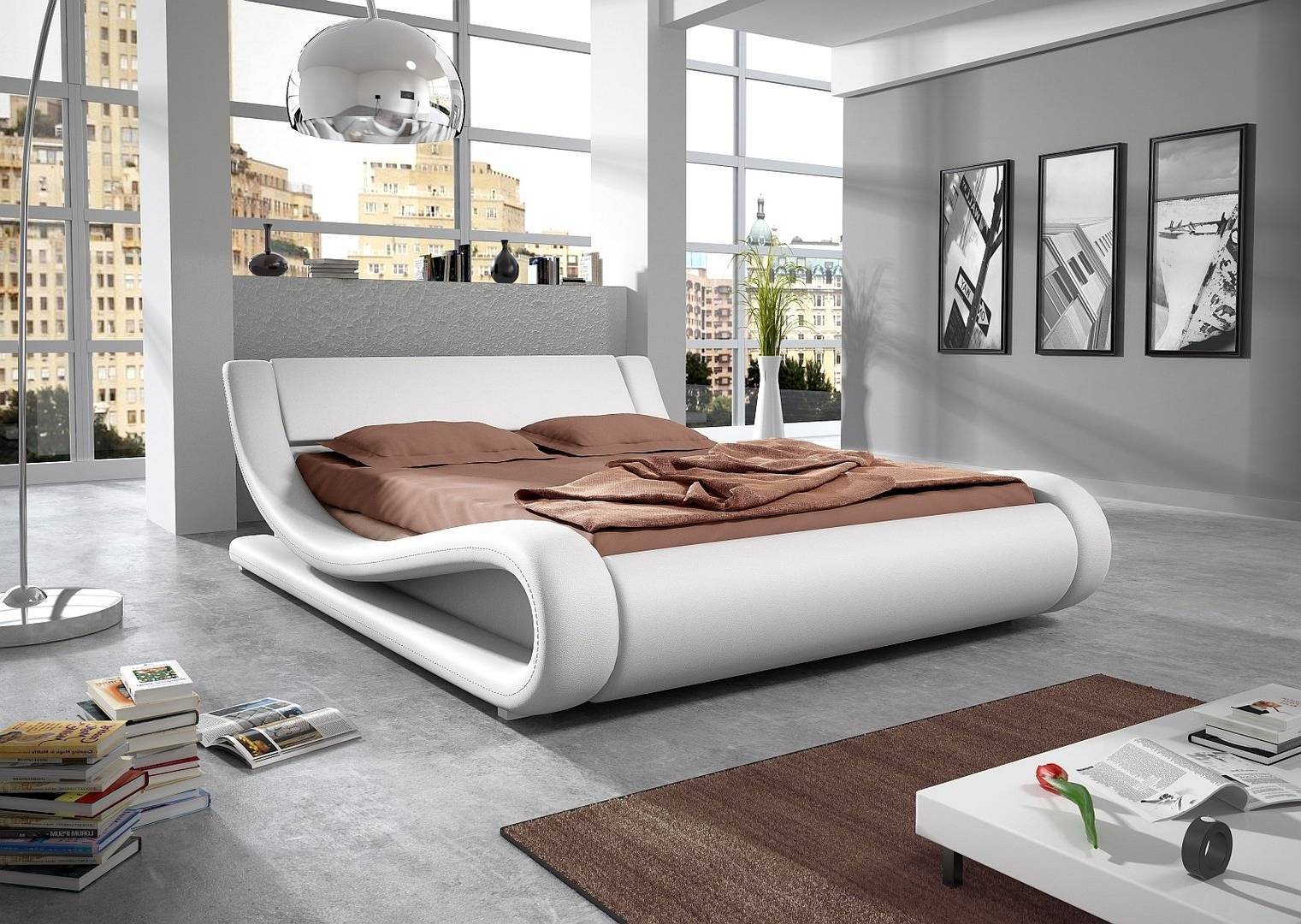 Кровать в обстановке современной спальни