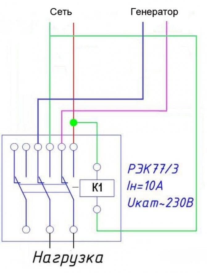 Схема подключения генератора к дому через перекидной рубильник на 380 вольт