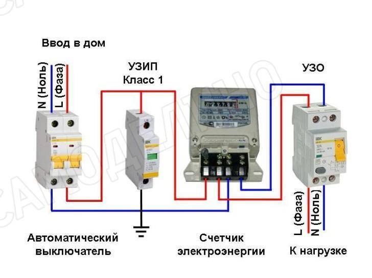 Схема подключения узип в однофазной сети с заземлением