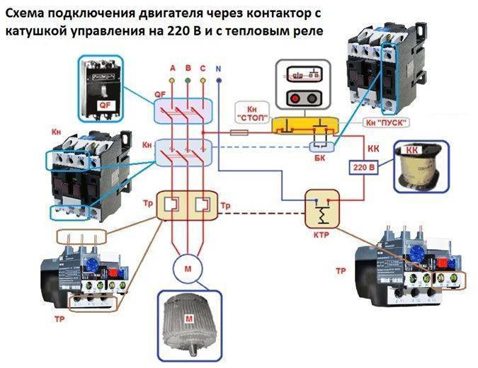 Кнопка пуск стоп схема пускатель подключения через магнитный