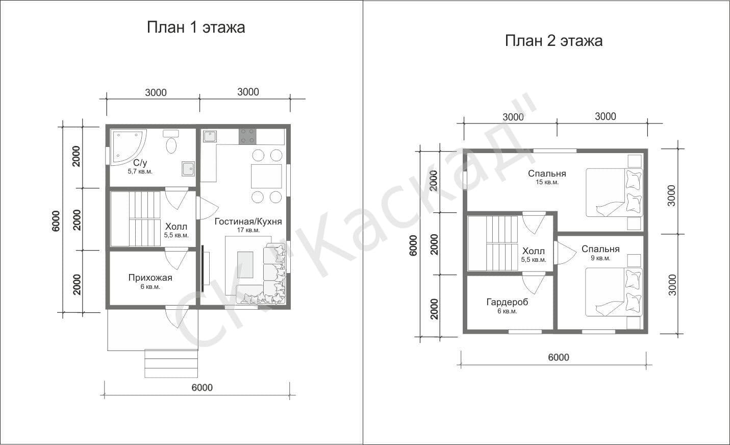 План дачного дома в 2 этажа