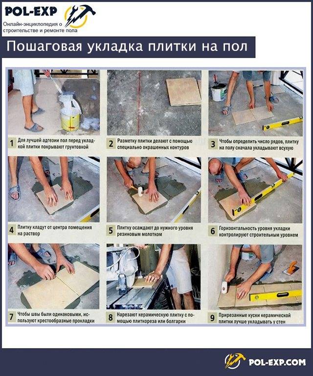 Укладка напольной плитки: как укладывать своими руками, как уложить, монтаж, кладка керамической плитки, как правильно, фото и видео