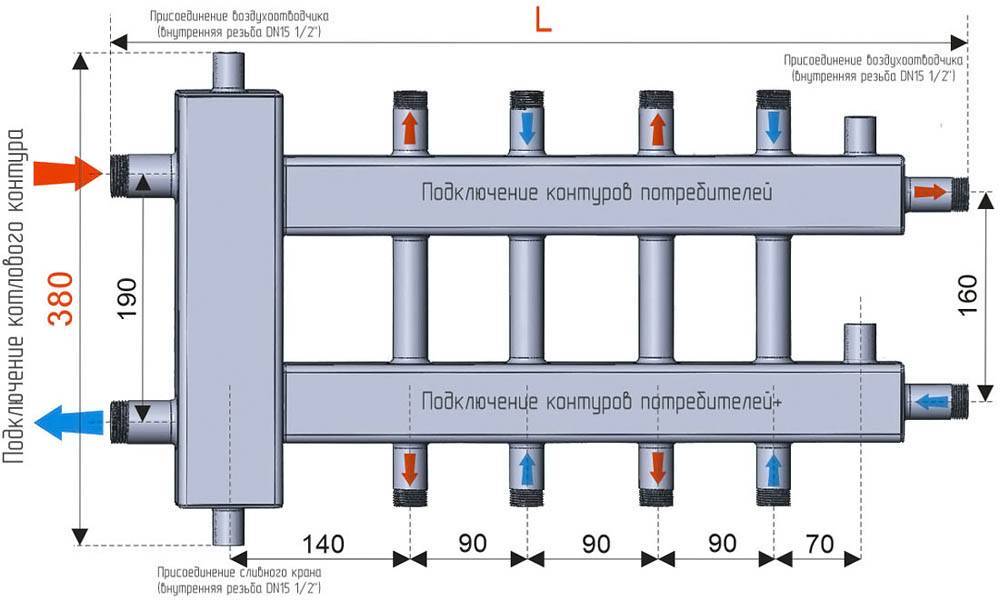 Схема подключения гребенки отопления