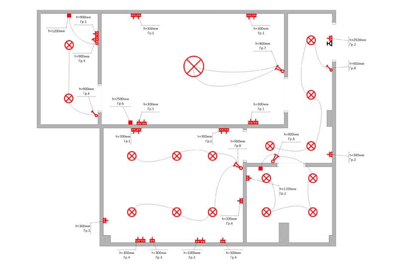 Схема расположения электроприборов