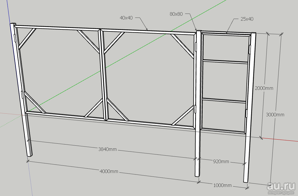 Каркас забора из профильной трубы схема