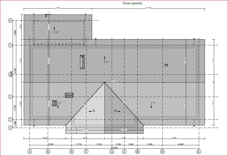 План кровли коттеджа