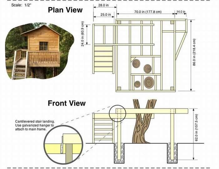 Строительство домика на дереве - чертежи, проекты, схемы и варианты оформления (120 фото)