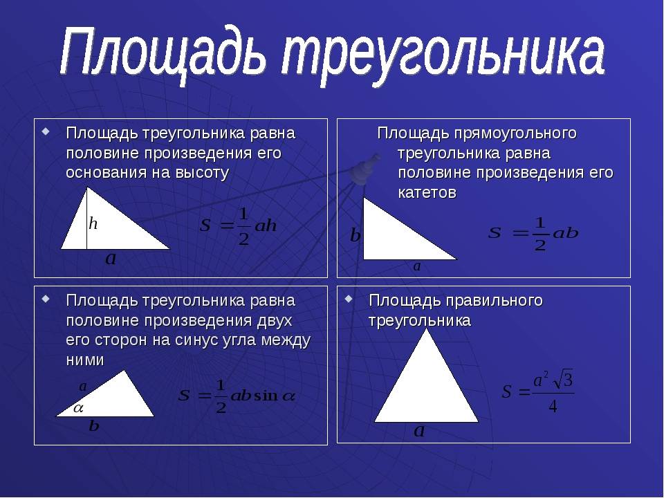 Калькулятор площади треугольника по всем формулам расчета