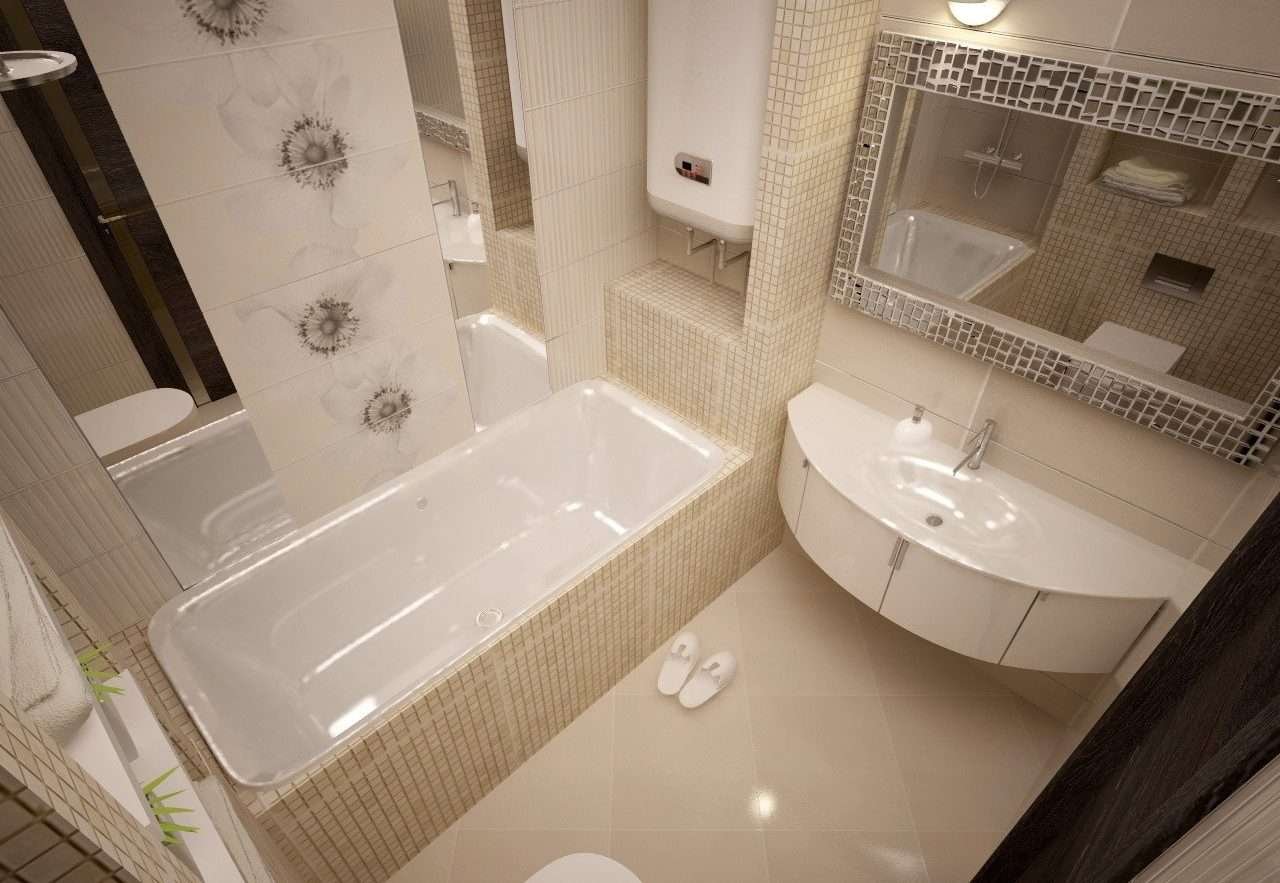Простой дизайн маленькой ванной комнаты