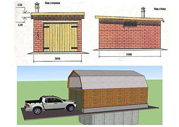 Гараж из шлакоблока проекты с размерами 6на 8