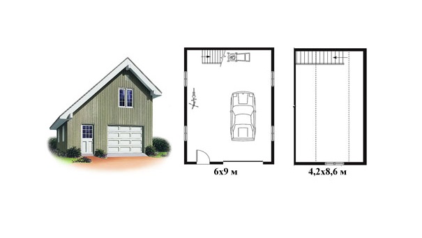 Проект гаража 6 на 6 с мансардой