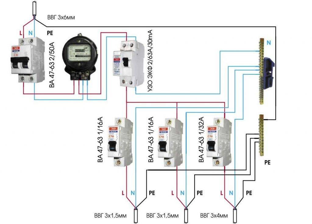 Схема подключения однофазного счетчика электроэнергии в квартире