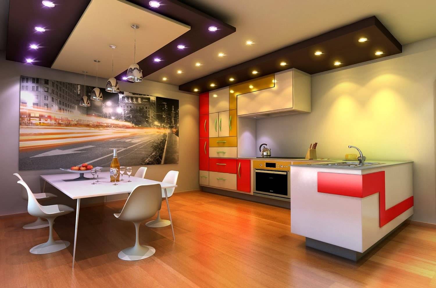 Натяжной потолок на кухне дизайн