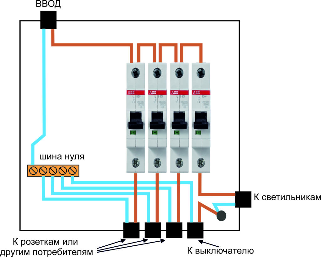 Как подключить автомат в щитке для чайников схема