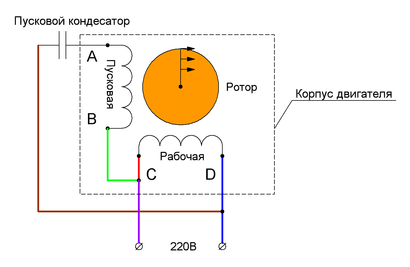 Схема однофазного подключения