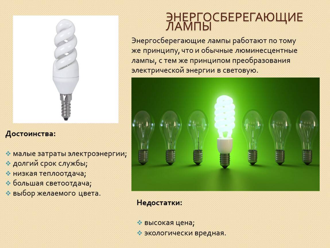 Виды электрических лампочек