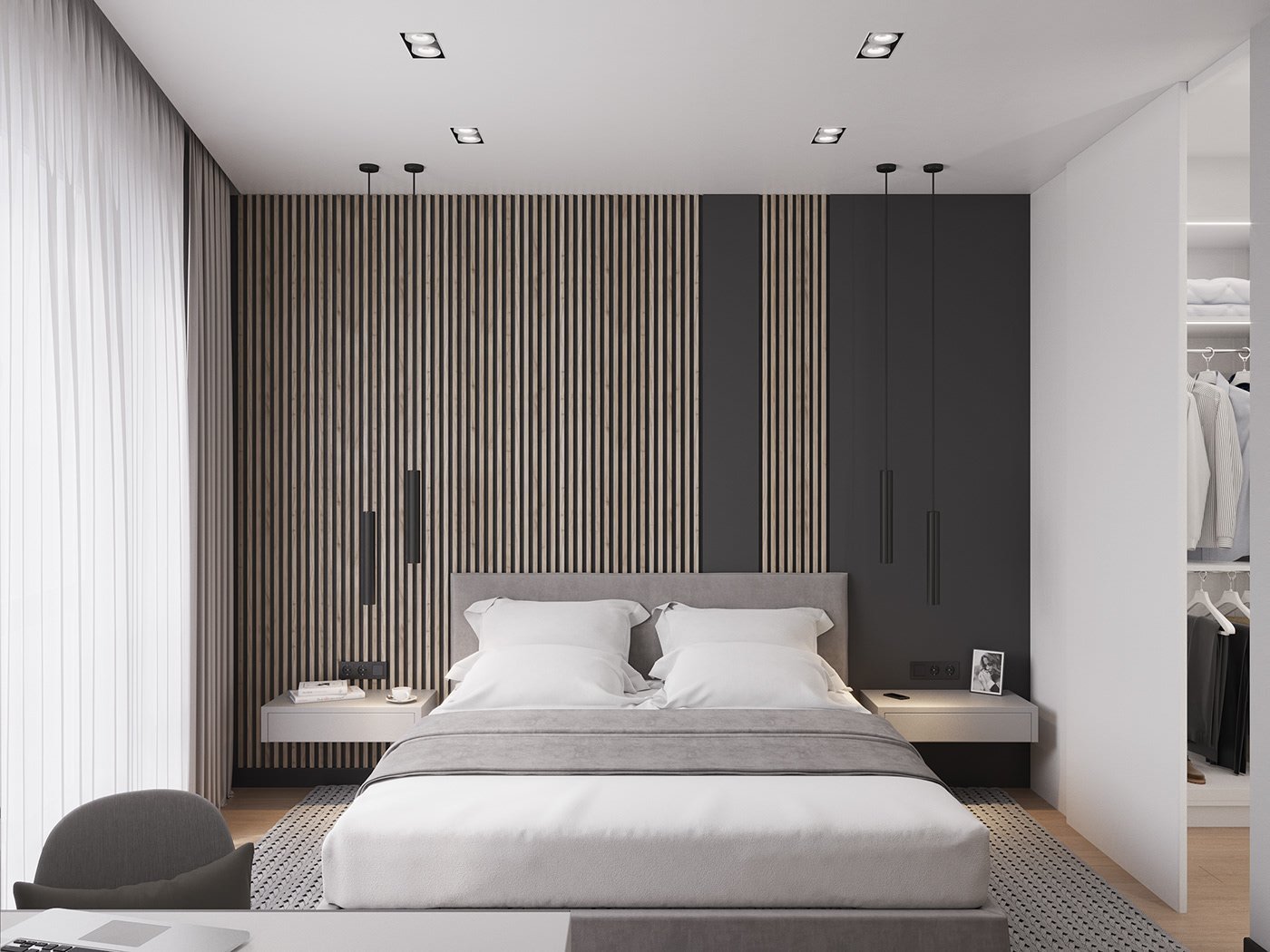 Спальни в стиле минимализм (темные, светлые) - 70 фото дизайнов
