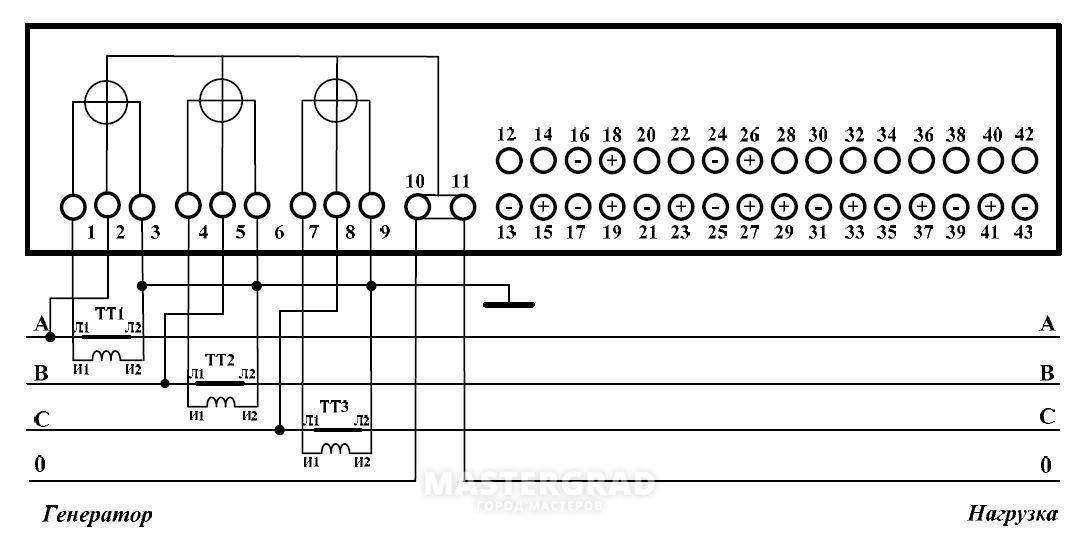 Схема подключения счетчика "меркурий-230" через трансформаторы тока | 10 киловольт