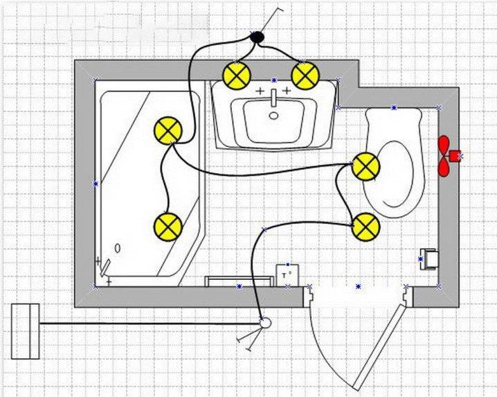 План освещения в ванной комнате