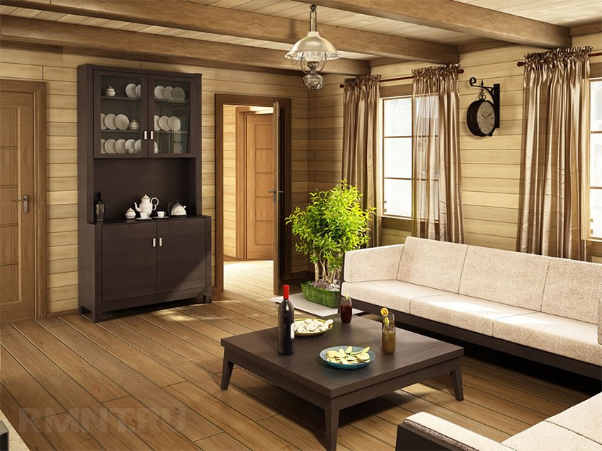 Дизайн бани в современном стиле с комнатой отдыха внутри