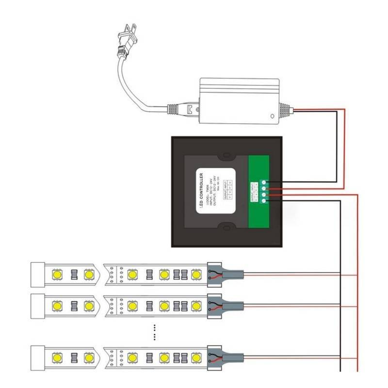 Подключение диммера для светодиодной ленты 12в, 220в (схема)