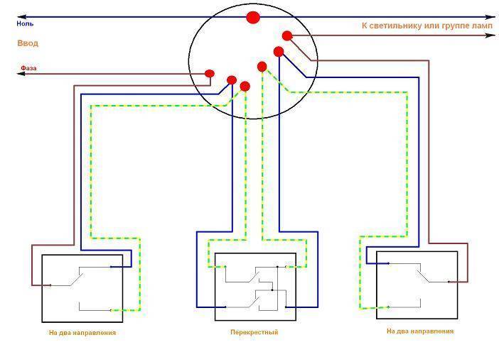 Проходной выключатель: схема подключения проходного выключателя с 2х мест и более