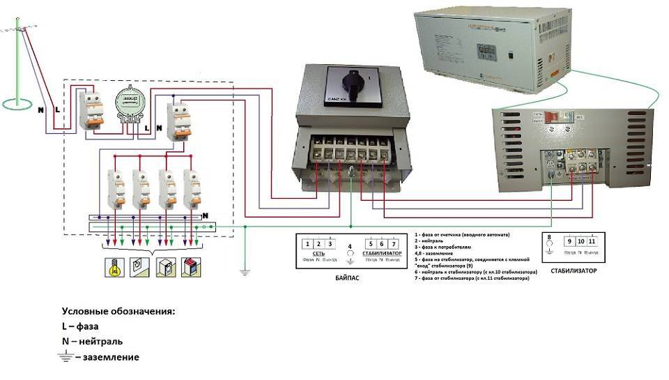 Схема подключения стабилизатора напряжения в частном доме 220 вольт на 10квт