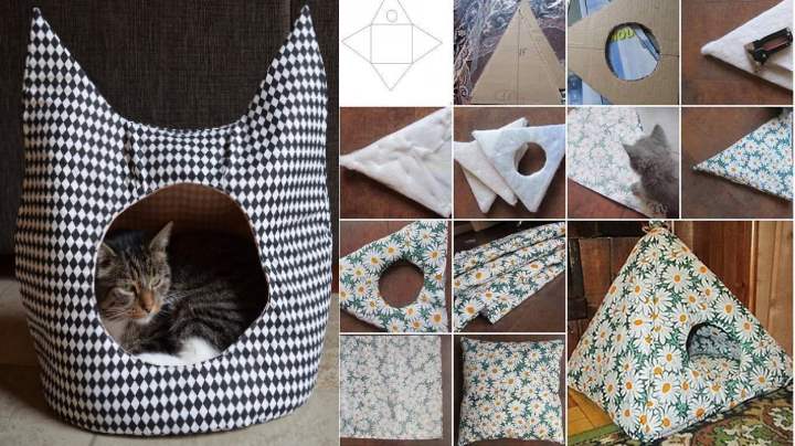 Как сделать домик для кошки своими руками: фото и видео мастер-класс