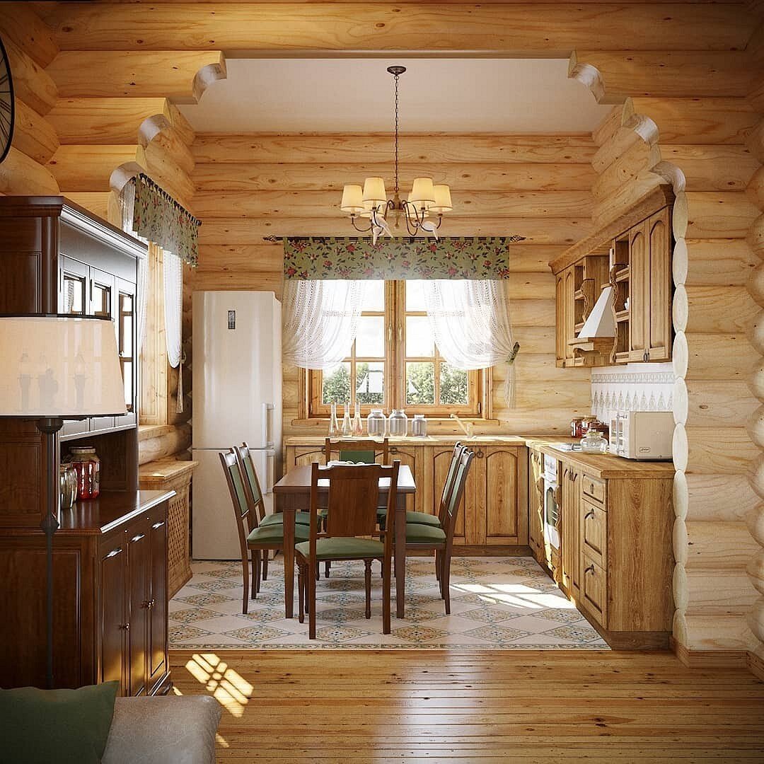 Интерьер в маленьком деревянном доме из бруса фото