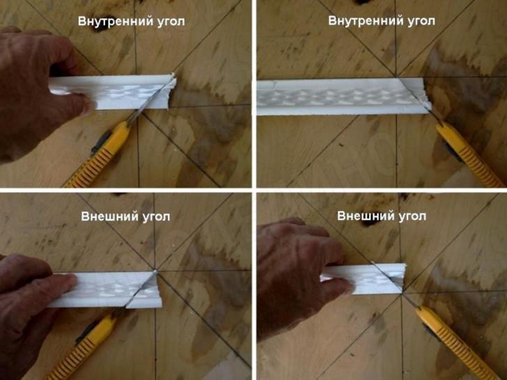 Примеры, как вырезать угол потолочного плинтуса и напольного, с фото и видео инструкциями, обзор как правильно отрезать потолочный плинтус и подогнать ровно стыки