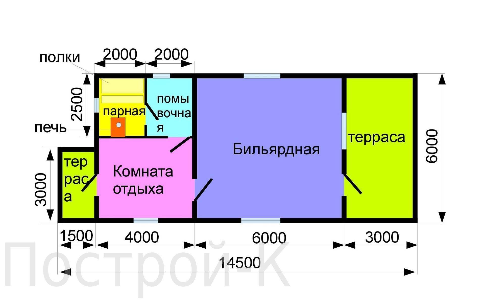 Баня с бильярдной комнатой