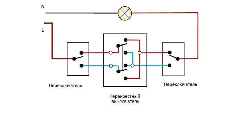 Включение с трех мест схема подключения освещения