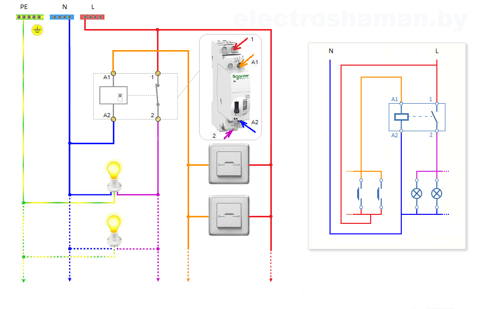 Импульсное реле для управления освещением: схема подключения, плюсы и минусы