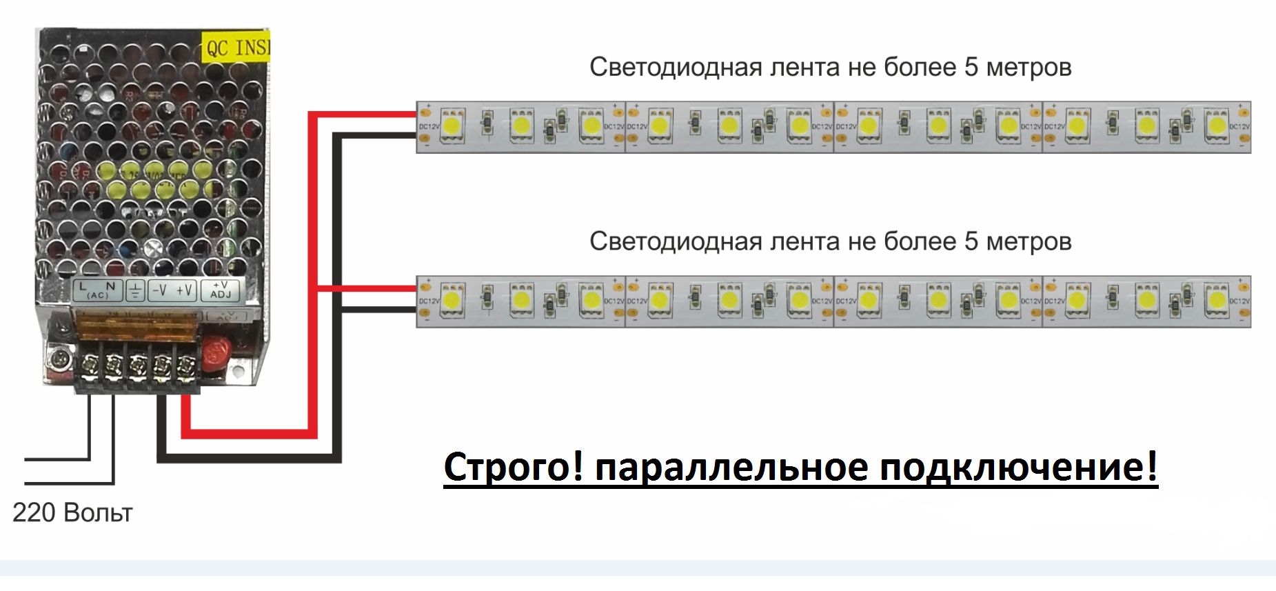 Схема соединения светодиодной ленты