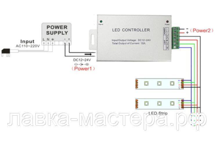 Контроллер для светодиодной ленты с пультом схема подключения
